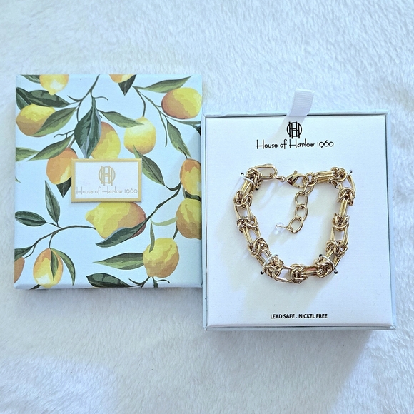 House of Harlow 1960 Jewelry - House🏠 of Harlow 1960 Gold💛 Knotted🪢 Link Chain⛓️ Bracelet - NIB